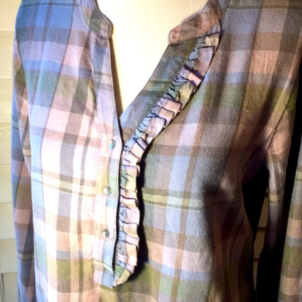 Soft Surroundings muted plaid blouse
